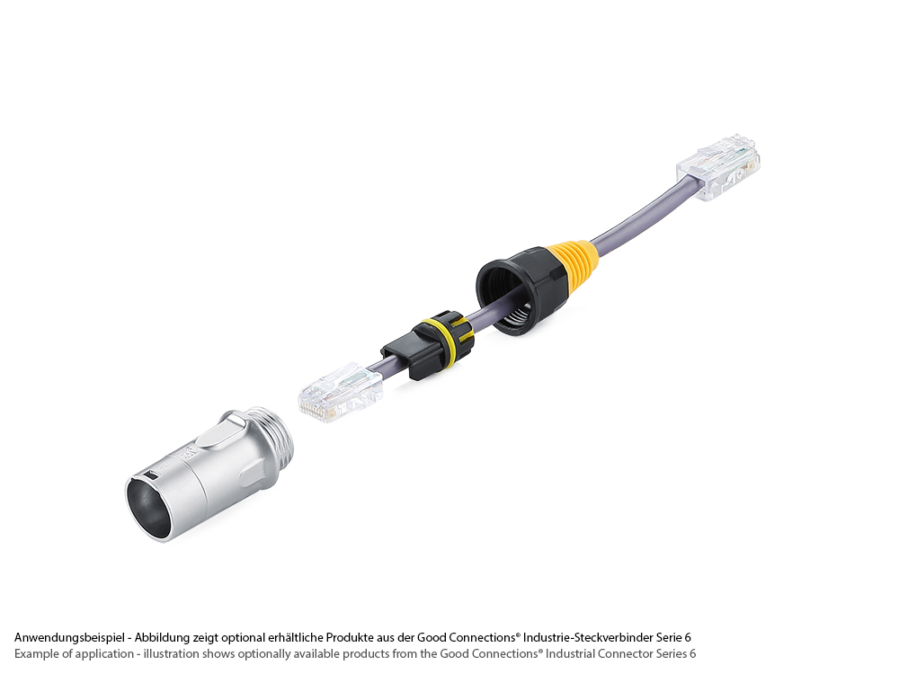 Industrial connector S6 - Unmated plug, Recess for RJ45 plug, Metal, M24, Good Connections®