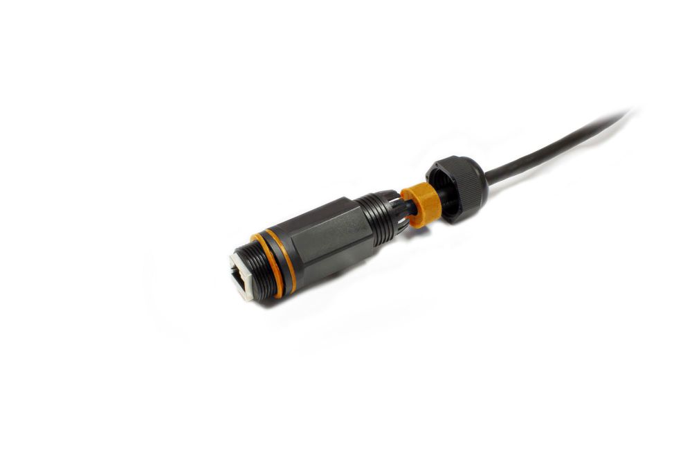 Patch cable coupling, outdoor (IP67), Cat. 6A, RJ45, fully shielded, black, Good Connections®