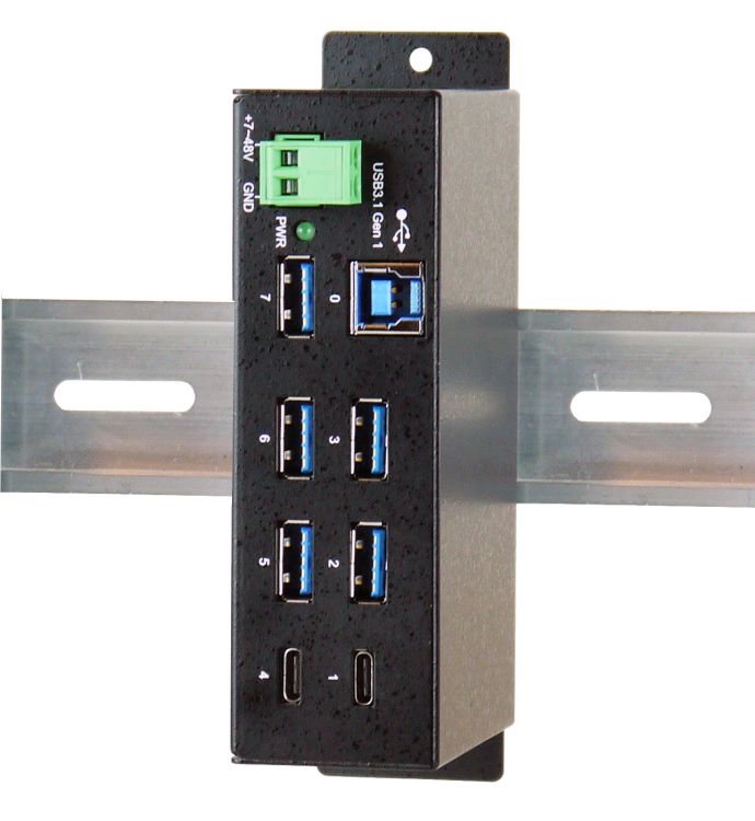7 Port USB 3.0/ 3.1 (Gen.1) Metall HUB mit 2x Buchse C und 5x Buchse A, Upstream Buchse B, Surge Protection, Exsys® [EX-1197HMS]