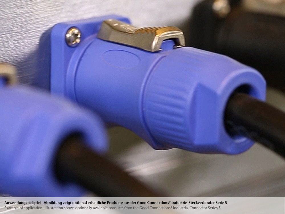 Power connector (Power-In) 3-pin with lock, blue, Good Connections®