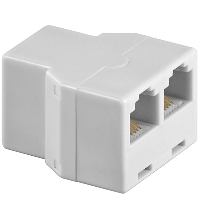 Telefon Adapter RJ12/6P6C 1xF-Buchse 2xF-Buchse, weiß, Good Connections®