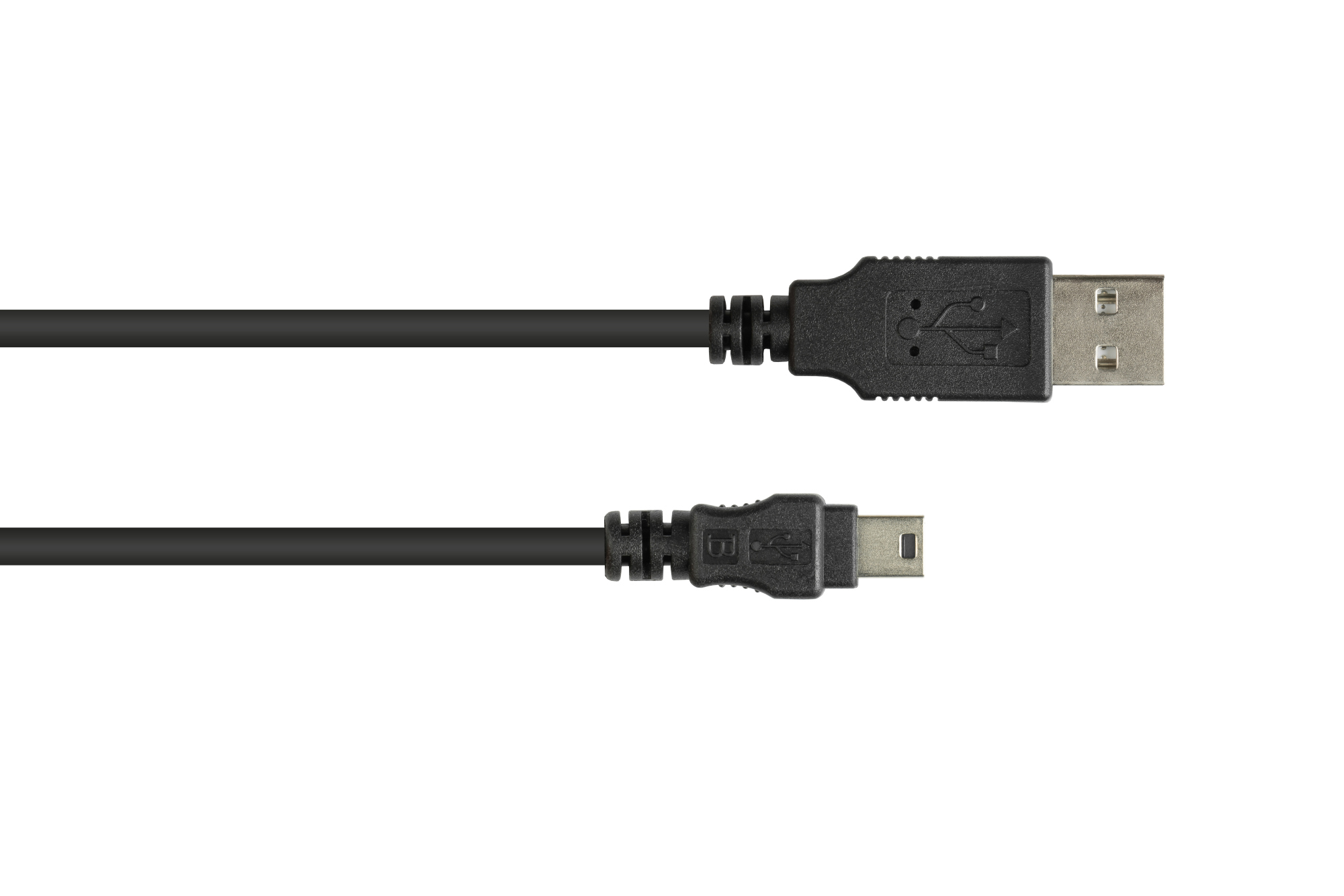 Connection cable USB 2.0 plug A to plug Mini B 5-pin, black, 1,8m, Good Connections®