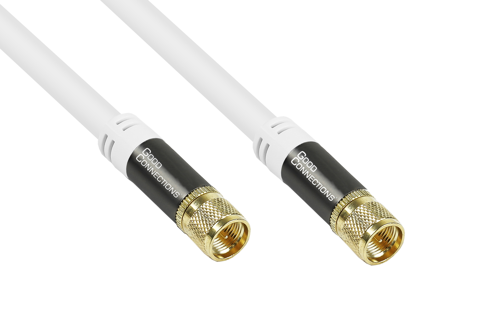 SAT antenna cable SmartFLEX, F-plug on both sides, gold-plated, fourfold shielded, shielding dimension 120dB, white, 5m, Good Connections®