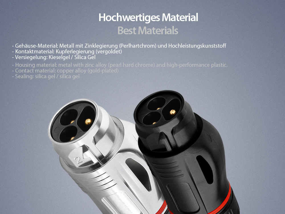 Industrial Connector S2 - Power (3-pin) feed-through coupling with locking device and flange, screw connection, metal, M24, IP67, Good Connections®
