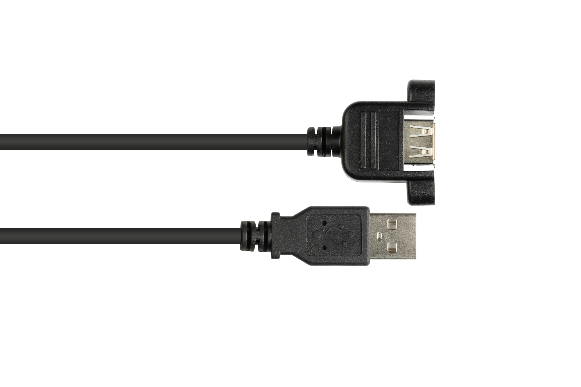 Extension cable USB 2.0 plug A to panel socket A, CU, black, 1,8m, Good Connections®