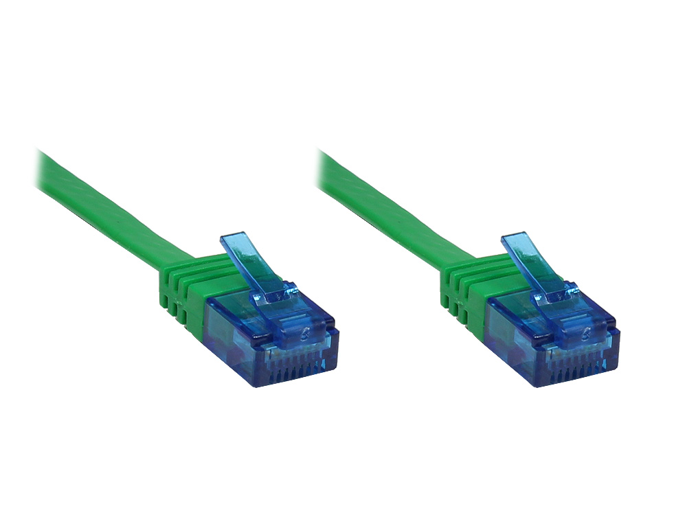 Patchkabel, Cat. 6a, U/UTP, FLACHKABEL, 500 MHz, grün, 2m, Good Connections®
