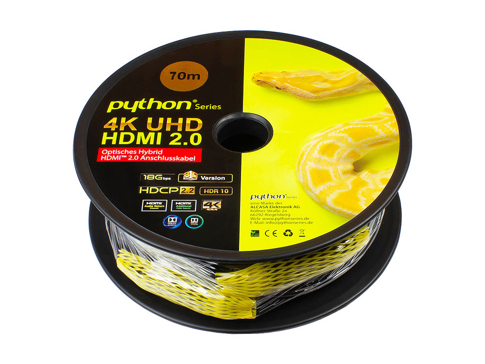AOC Hybrid HDMI® 2.0 connection cable, 4K / UHD @60HZ, black, 70m, PYTHON® Series