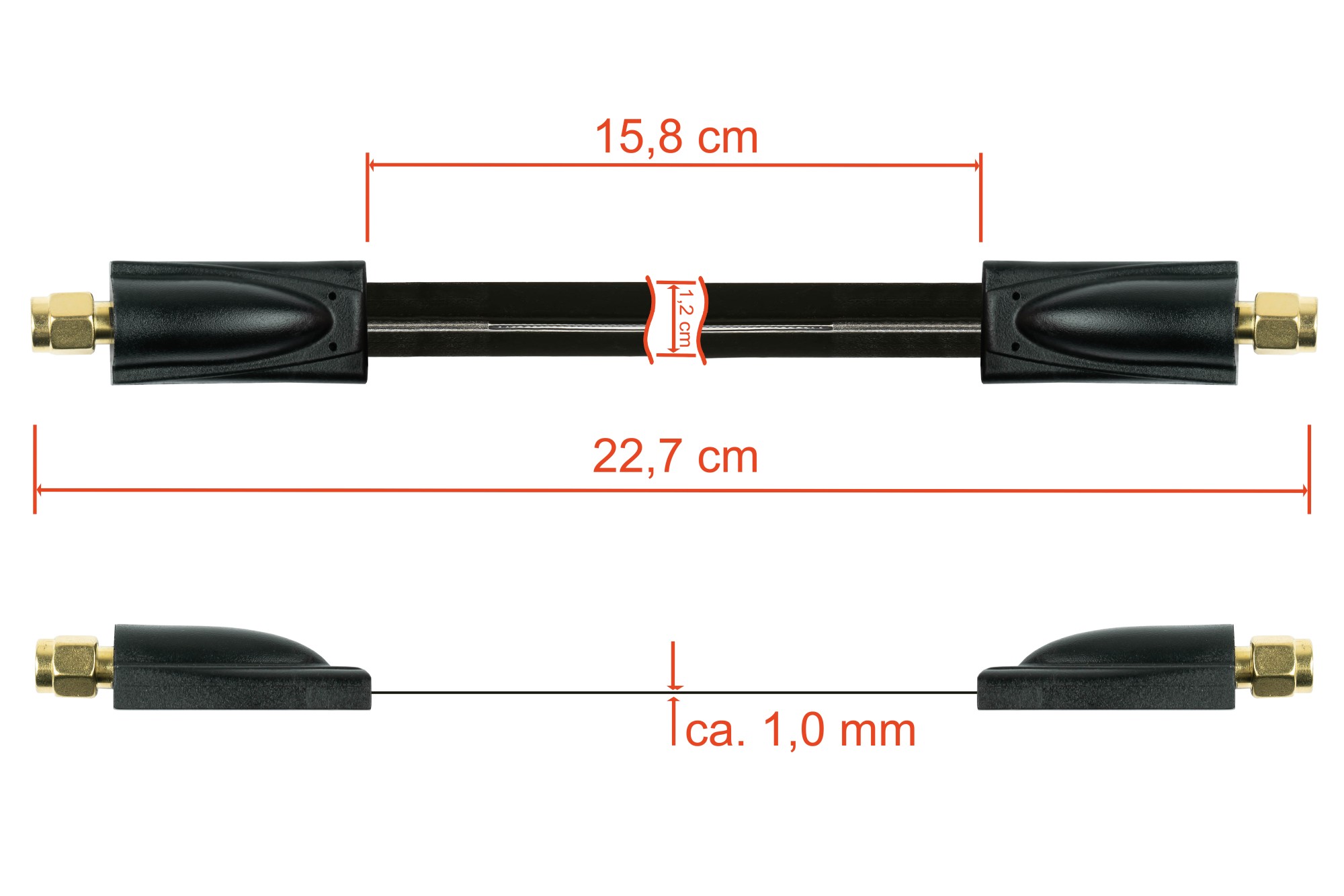 kabelmeister® Coaxial RF window feedthrough, SMA plug to SMA plug, black, 0,2m