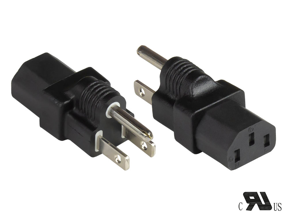 Power adapter america/USA Power plug type B (NEMA 5-15P) to IEC 60320 C13, UL, black, Good Connections®