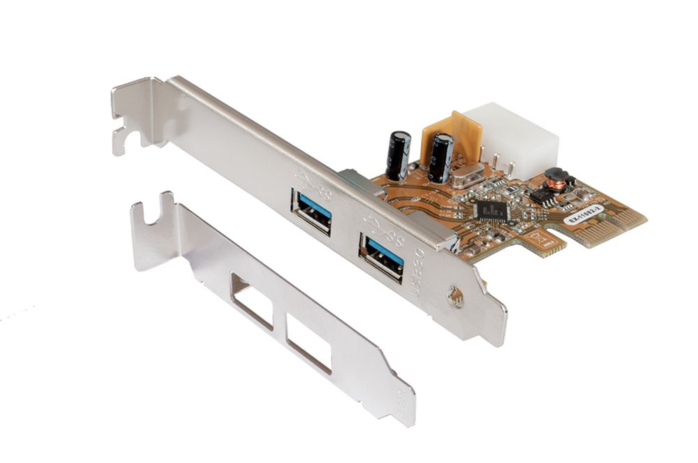 USB 3.0 PCIe Karte mit 2 Externen-Ports, +5V/900mA am-Port mit Strom vom PC-Netzteil, inkl. Low Profile Bügel (Renesas), Exsys® [EX-11082-2]
