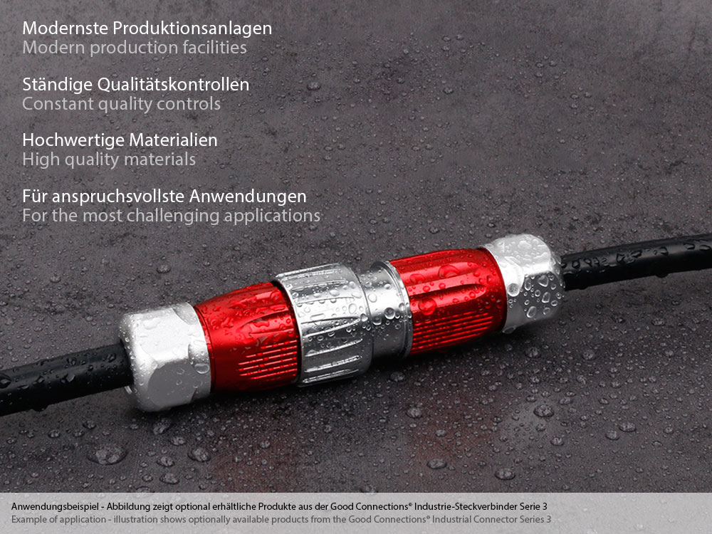 Industrial Connector S3 - Power (3-pin) Plug with cable gland, solder termination, metal, M20, bayonet, IP65/67, Good Connections®