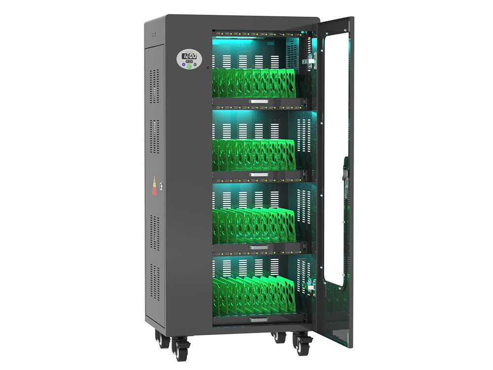 Tablet charging cart for up to 40 devices, UV-C disinfection, Smart Control, sync function for iOS/Android, black, Good Connections®