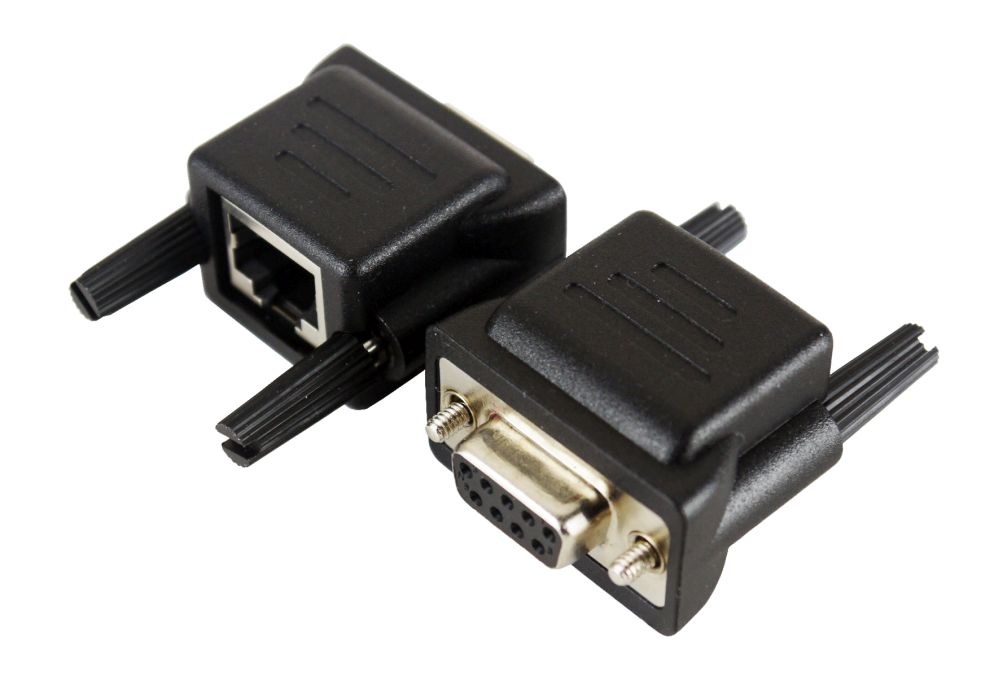 RS-232 Extender bis 50 Meter für Cat.5/6 Kabel, (DTE zu DTE), Rändelschrauben ersetzbar mit Mutter, Exsys® [EX-47961]