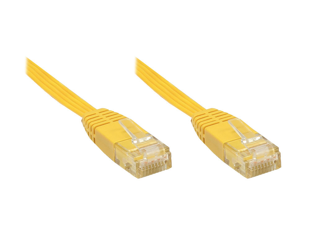 Patchkabel, Cat. 6, U/UTP, FLACHKABEL, gelb, 7,5m, Good Connections®