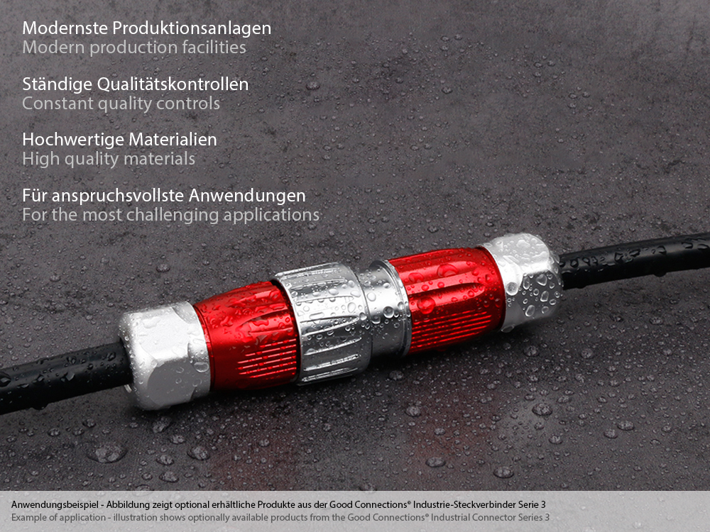 Industrial Connector S3 - Power (4-pin) Plug with cable gland, solder termination, metal, M20, bayonet, IP65/67, Good Connections®