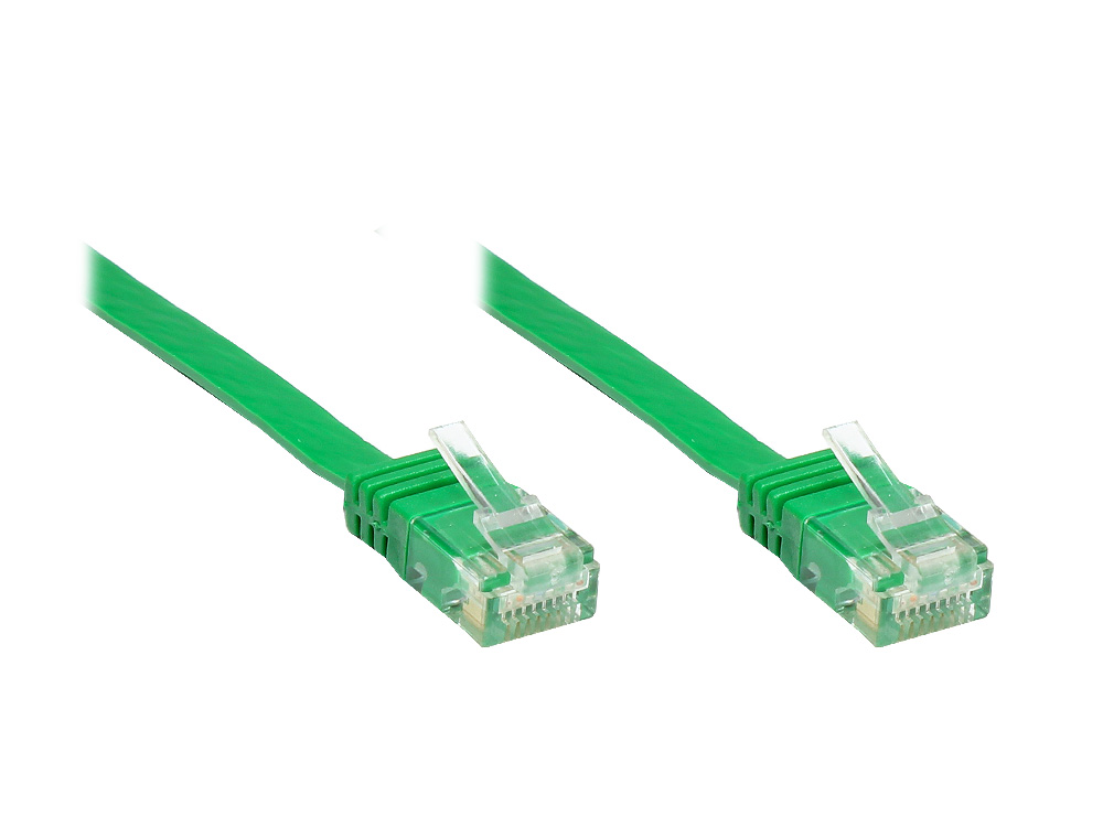 Patchkabel, Cat. 6, U/UTP, FLACHKABEL, grün, 0,5m, Good Connections®