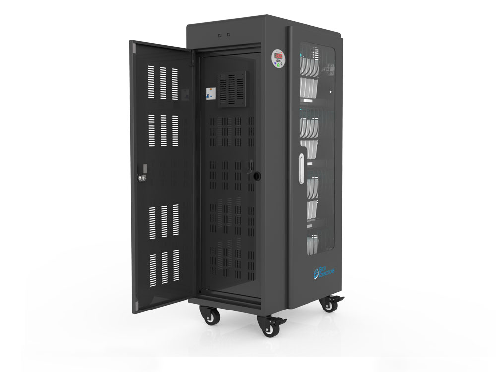 Tablet charging cart for up to 40 devices, UV-C disinfection, Smart Control, black, Good Connections®