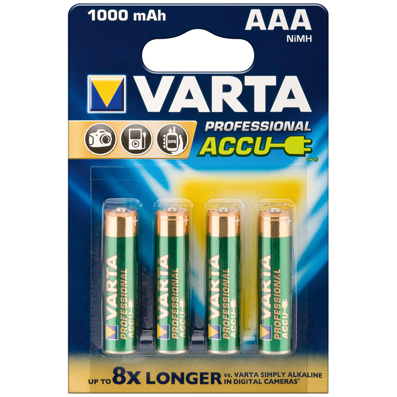 Akku Ni-MH Mikro (AA) 1,2V 1000mA, 4er Pack in Blister, Vart