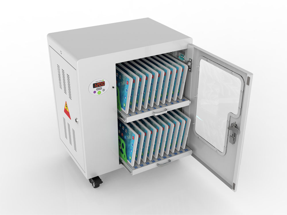 Tablet charging cart for up to 20 devices, UV-C disinfection, Smart Control, grey, Good Connections®