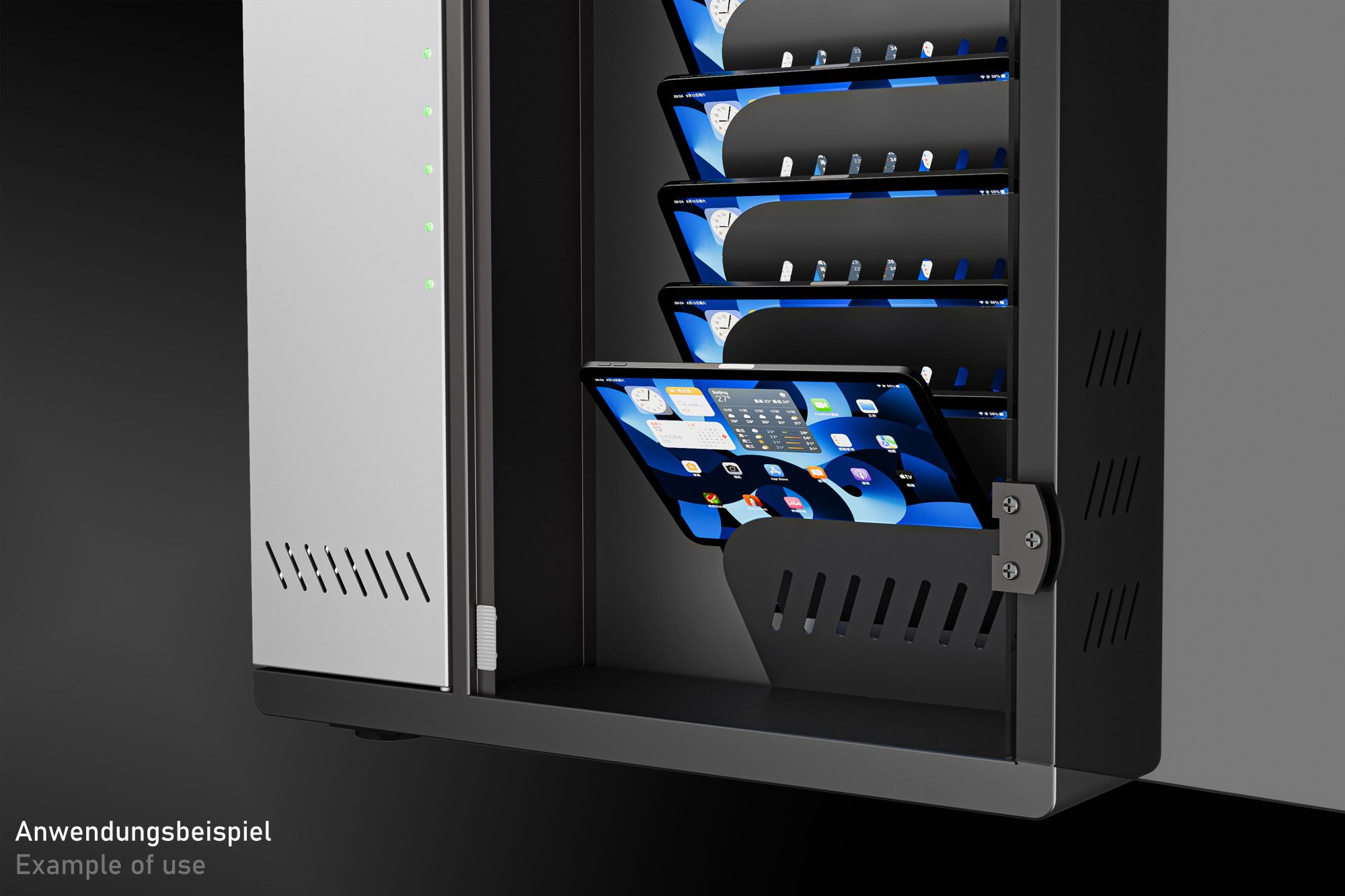 Wall-mounted charging cabinet for 10 devices