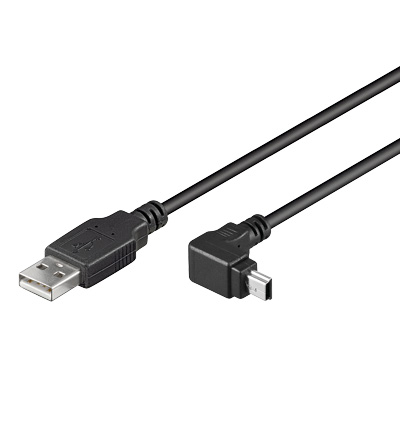 USB 2.0 Anschlusskabel, A Stecker an Mini 5pin Stecker, 90° gewinkelt, schwarz, 1,8m, Good Connections®