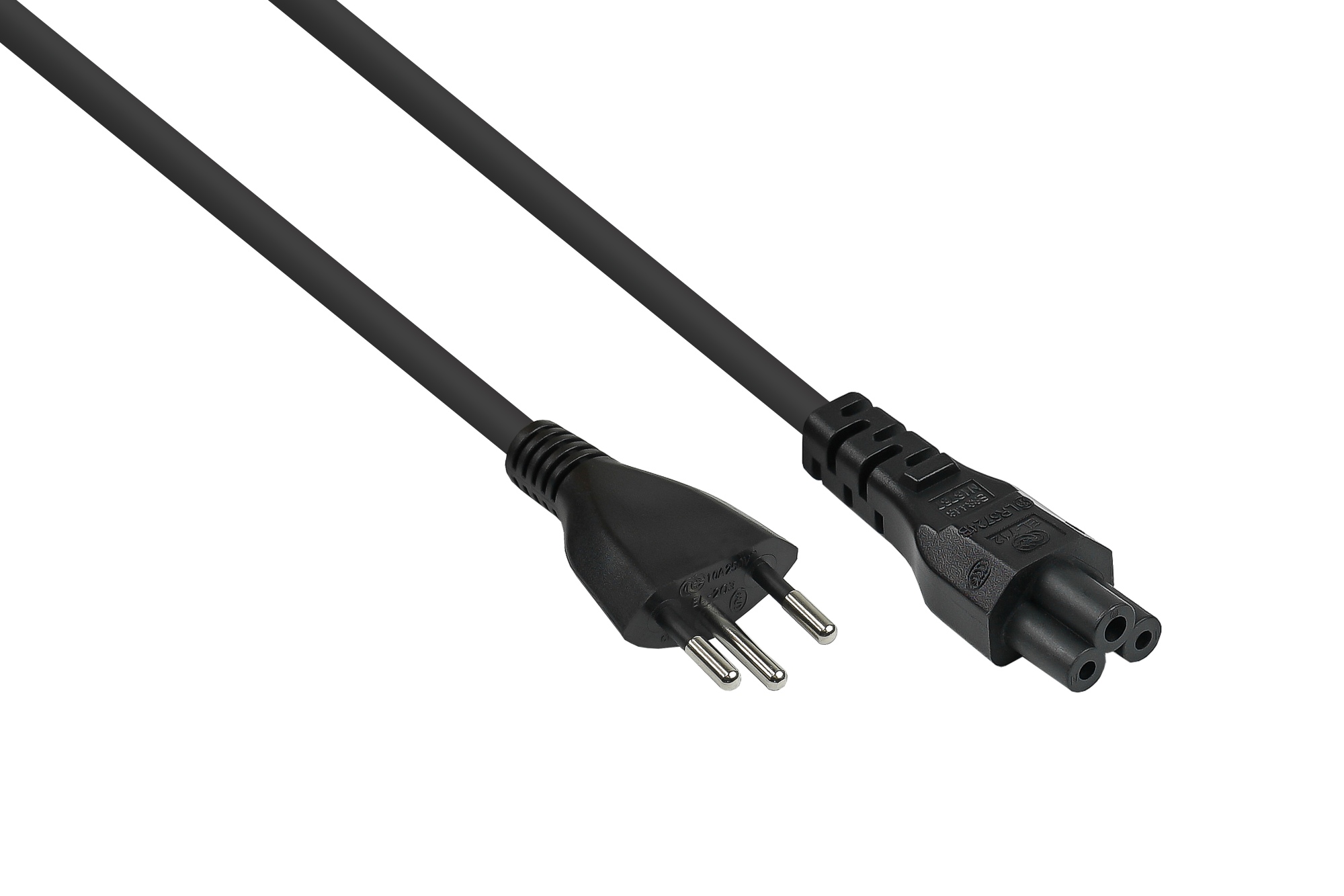 Power cable Switzerland plug type J (SEV 1011) to IEC socket C5, black, 0,75mm², 1,8m