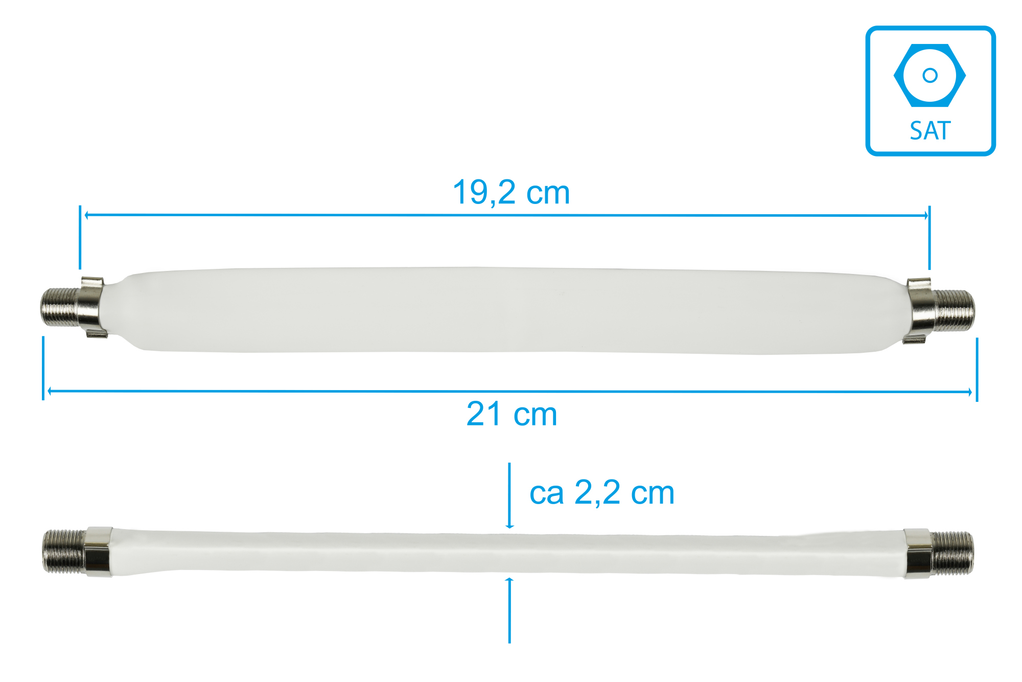 SAT Fensterdurchführung, Gesamtlänge inkl. Stecker 20cm, fle