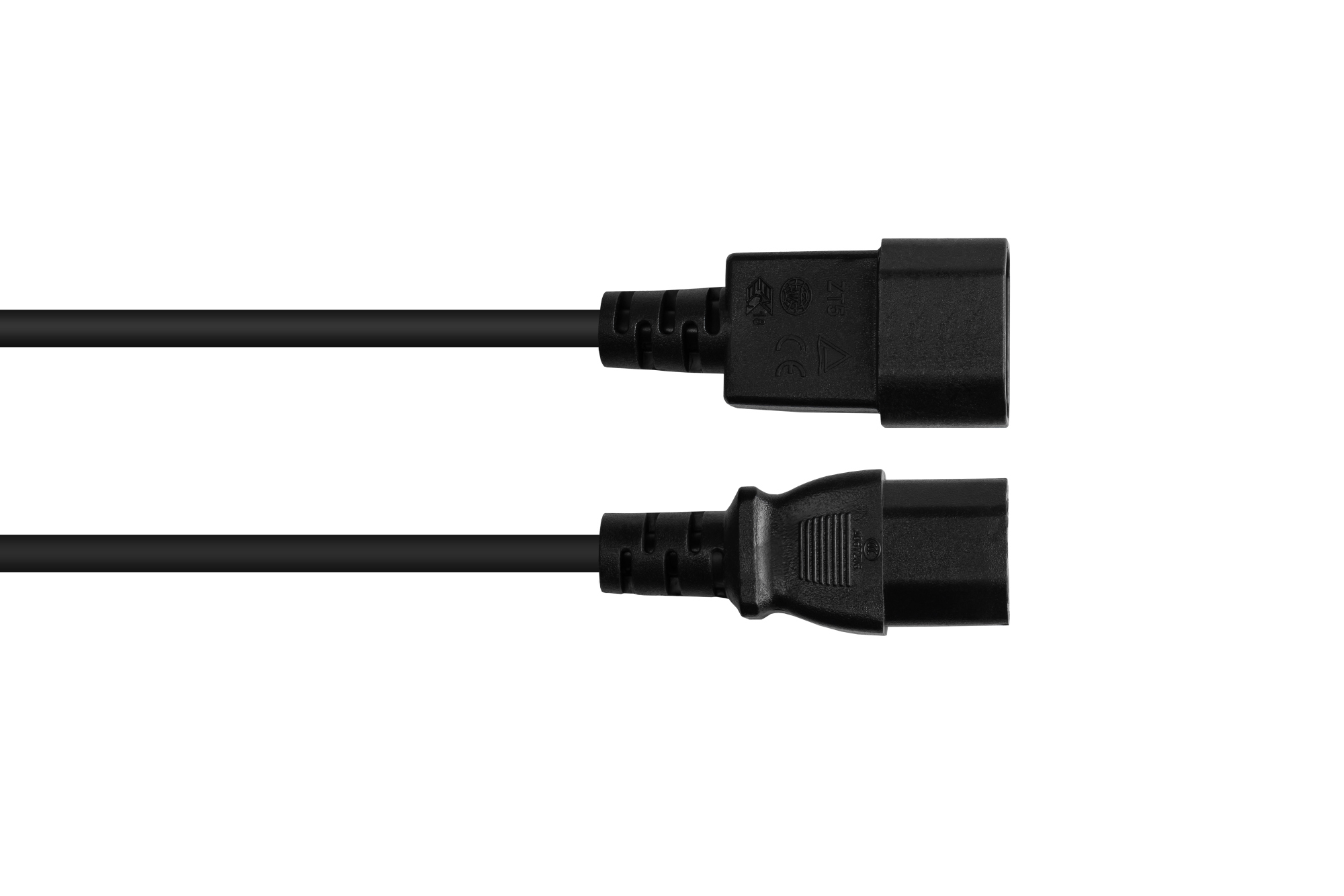 Kaltgeräte-Warmgeräte-Verbindungskabel C14 (gerade) an C15 (gerade), schwarz, 0,75 mm², 2 m, Good Connections®