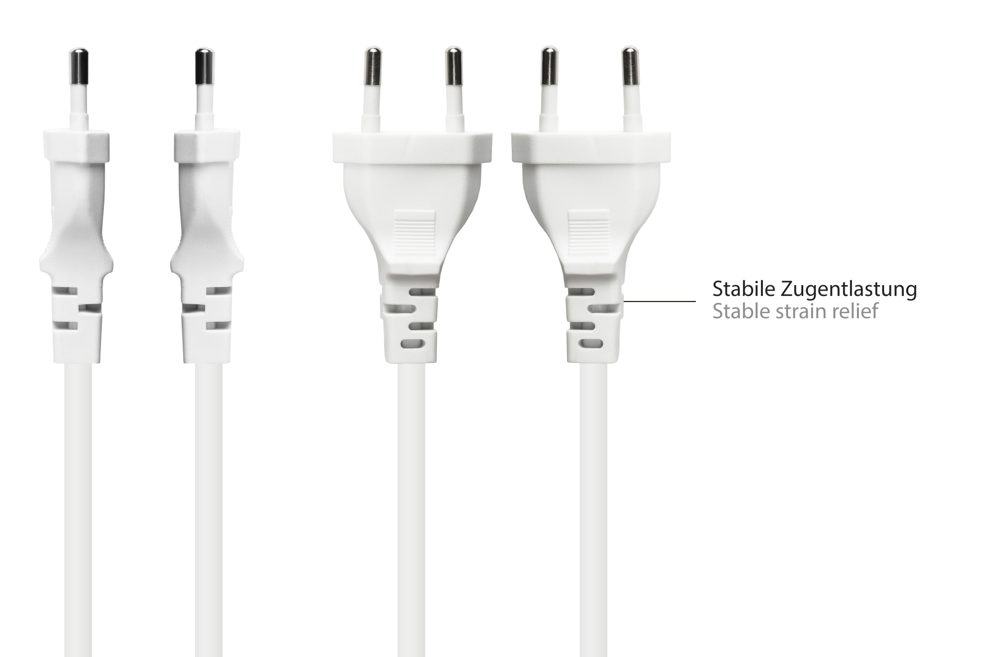 Euro-Verlängerung Euro-Stecker Typ C (gerade) an Euro-Buchse (gerade), weiß, 0,75 mm², 1m, Good Connections®