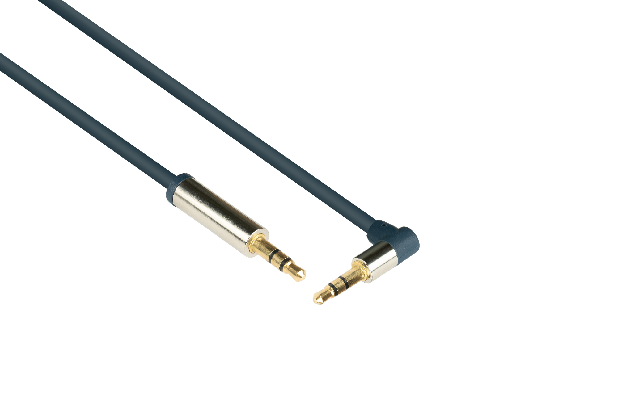 Audio connection cable SmartFLEX, High-Quality, 3-pin 3.5mm jack plug to jack plug angled, dark blue, 1m, Good Connections®