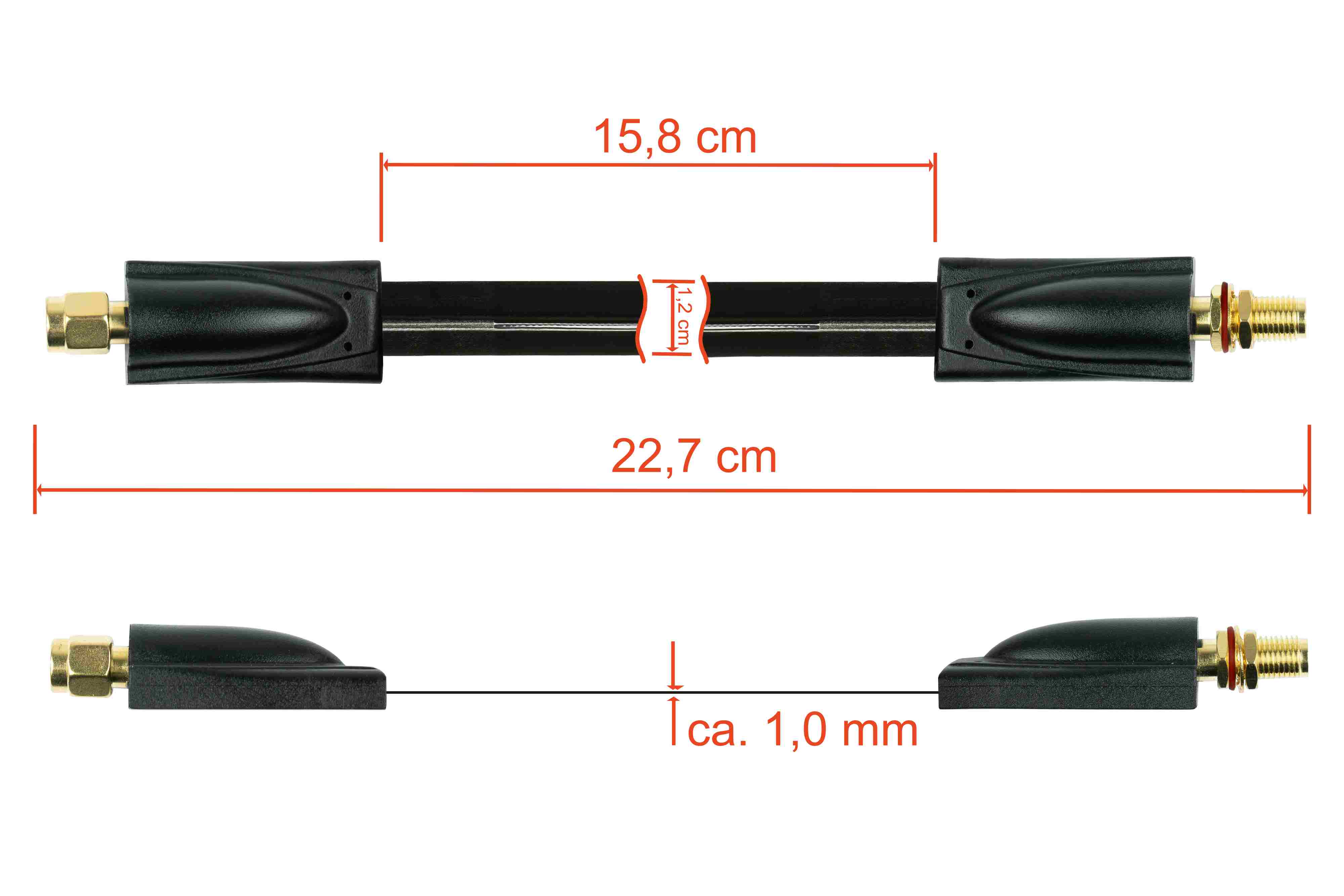 kabelmeister® Coaxial RF window feedthrough, SMA plug to SMA socket, black, 0,2m