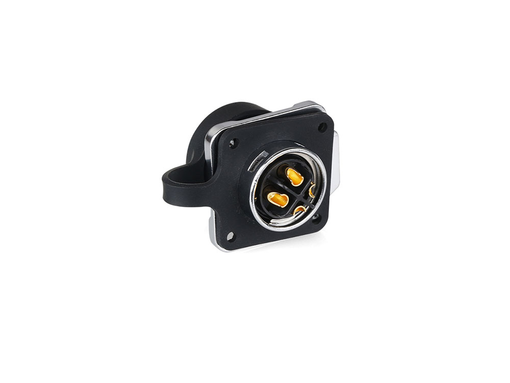 Industrial Connector S1 - Power (4-Pin) Feed-through coupler with flange, solder termination, metal, M20, IP65/67, Good Connections®