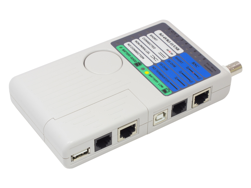 Remote cable tester for RJ45, RJ11, UTP/STP/BNC/USB, Good Connections®