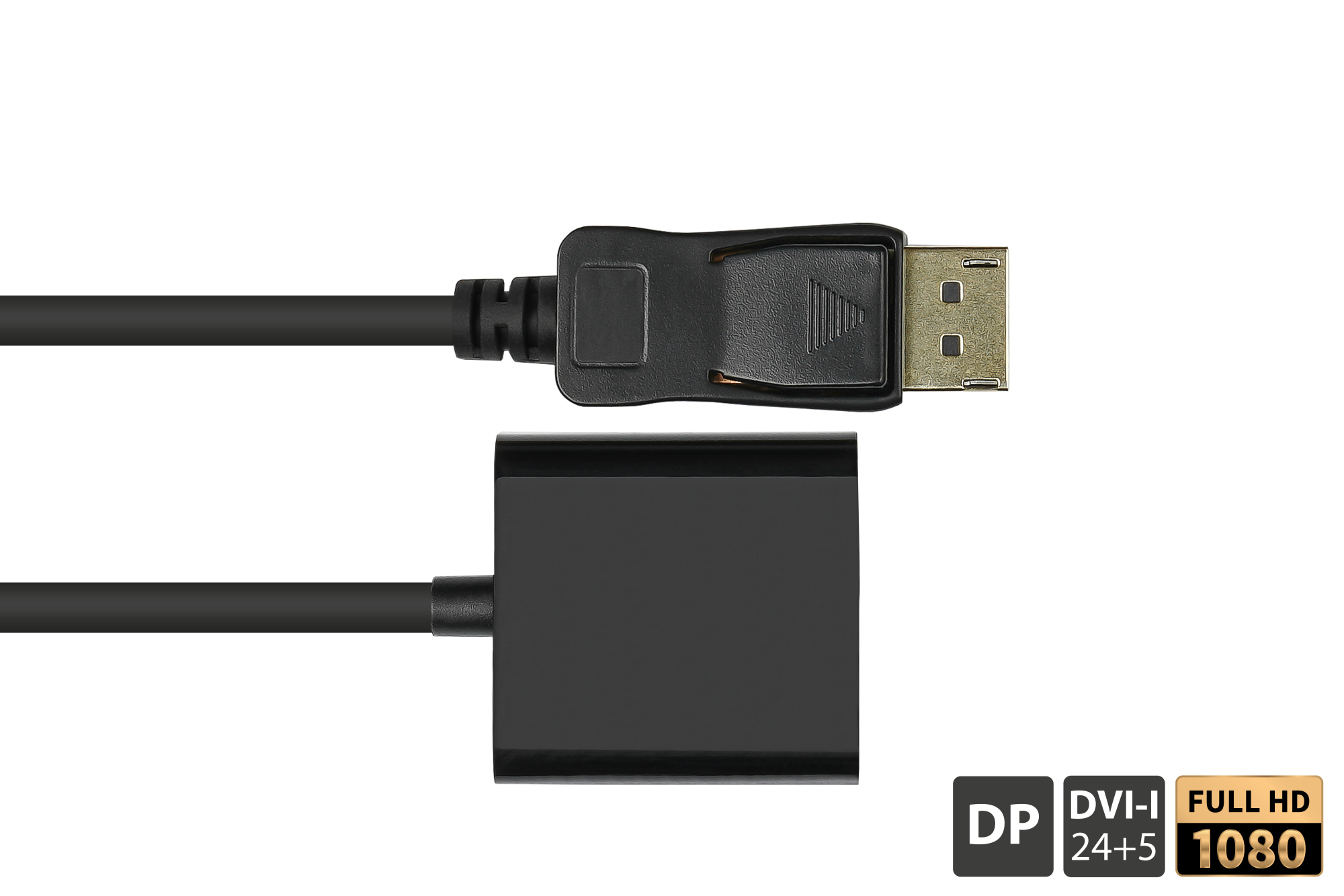 Adapter DisplayPort male to DVI-I 24+5 female, 1080P @60Hz, gold-plated contacts, approx. 20cm, Good Connections®