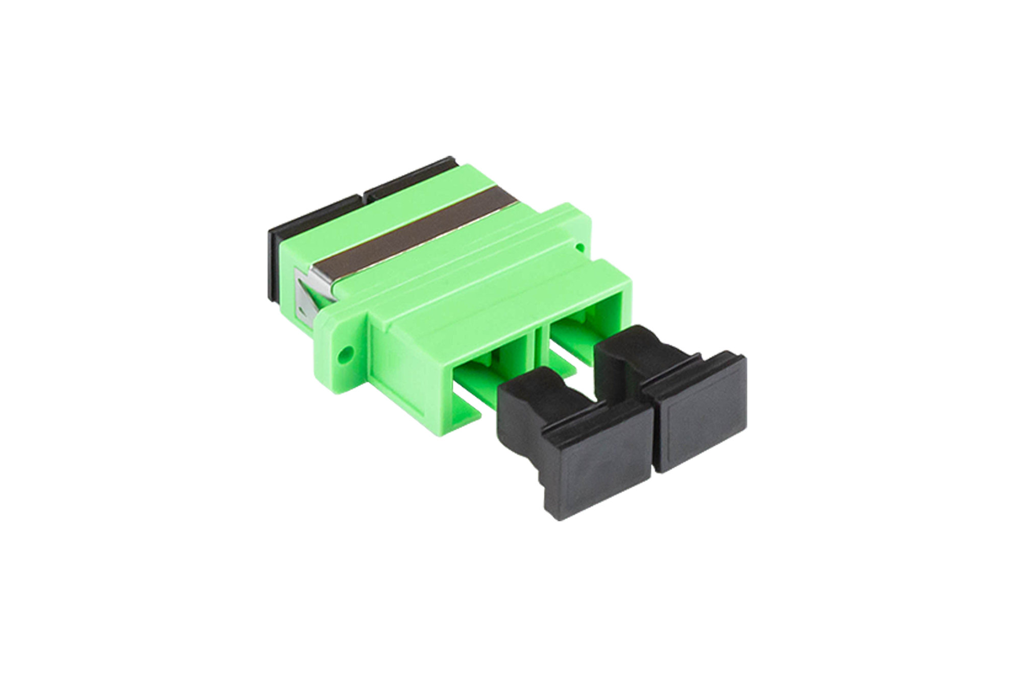 LWL Duplex Kupplung, SC (APC) an SC (APC), OS2, Singlemode, Kunststoffgehäuse mit Flansch, Keramikhülse, grün, Good Connections®