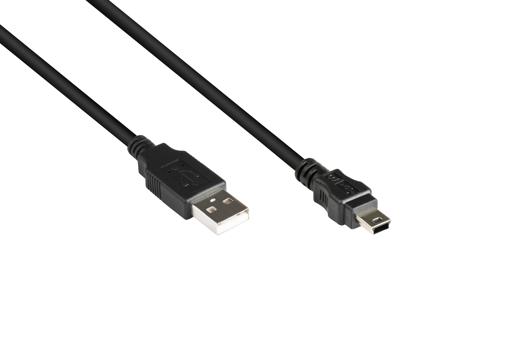 Connection cable USB 2.0 plug A to plug Mini B 5-pin, black, 0,15m, Good Connections®