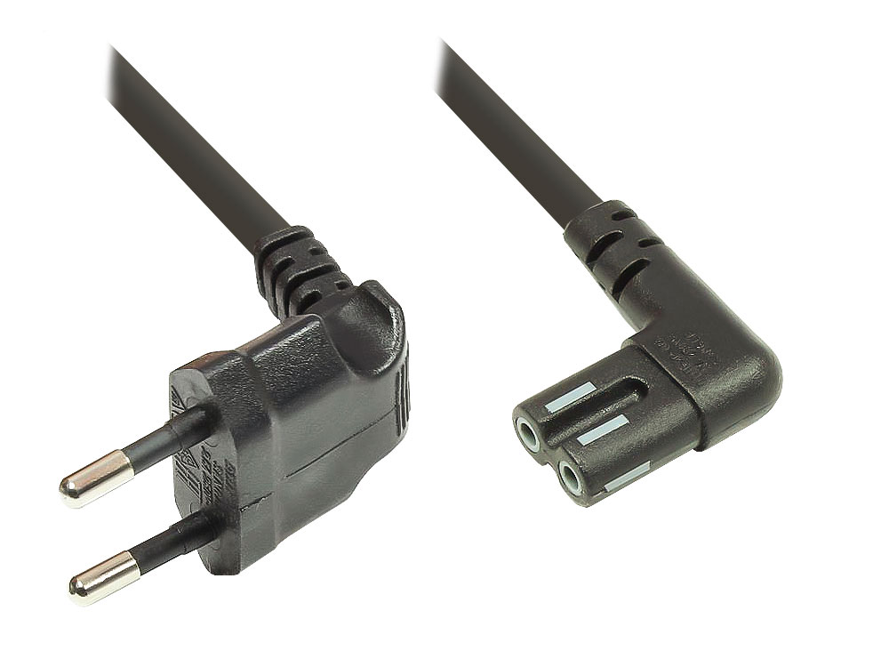 Euro-Netzkabel, Netzstecker an Euro 8 Buchse, beidseitig 90° abgewinkelt, für Sonos® Play 1 und 5, schwarz, 1m, Good Connections®