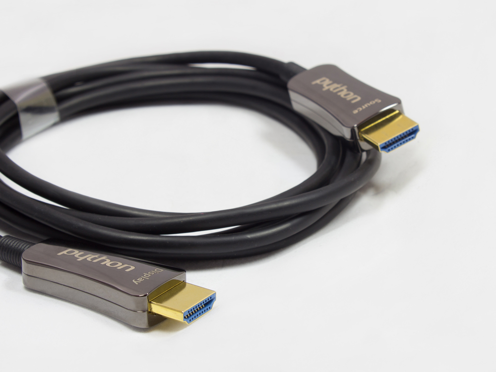 Optisches Hybrid HDMI™ 2.0 connection cable, 4K2K / UHD 60Hz, gold-plated plugs and Kupferkontakte, black, 90m, PYTHON® Series