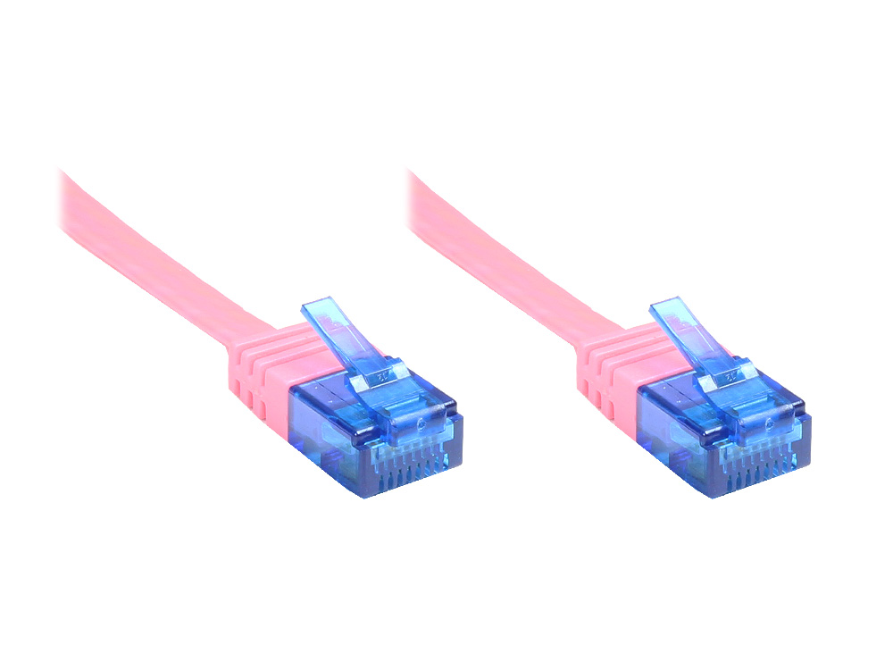 Patchkabel, Cat. 6a, U/UTP, FLACHKABEL, 500 MHz, magenta, 2m, Good Connections®