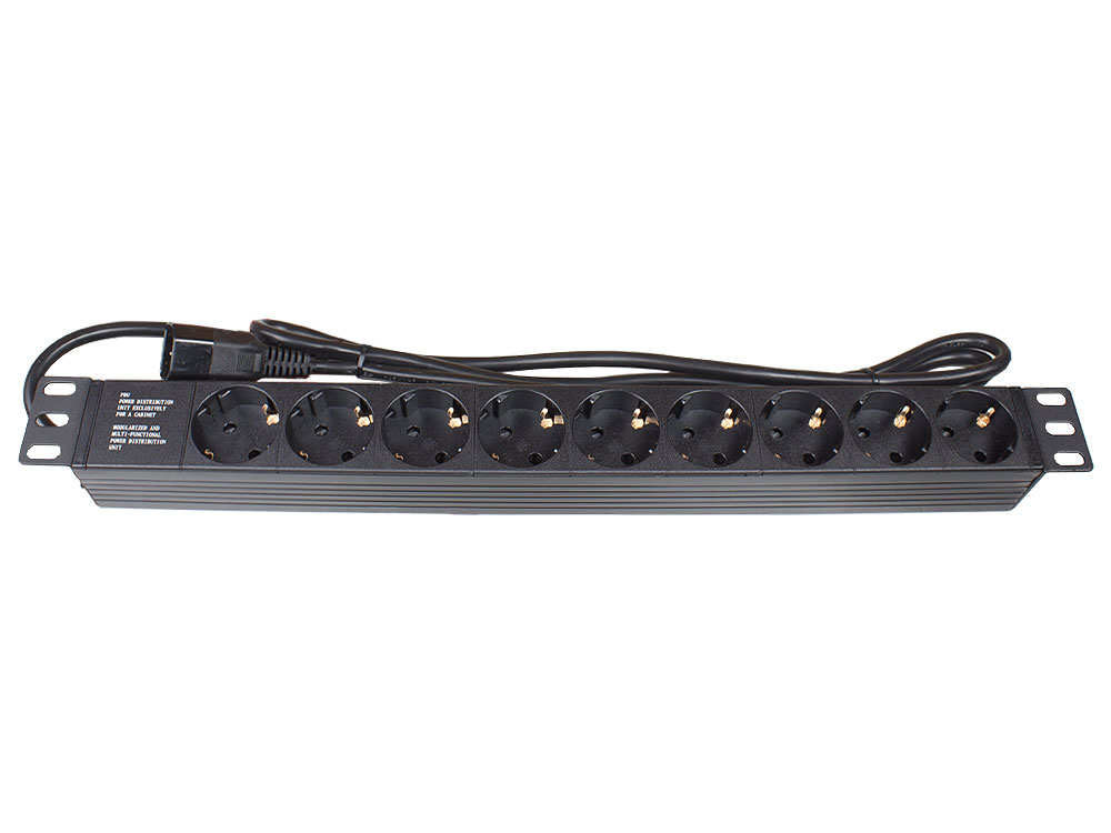 Steckdosenleiste 19", 1HE, Schutzkontakt-Stecker an 9x Schut