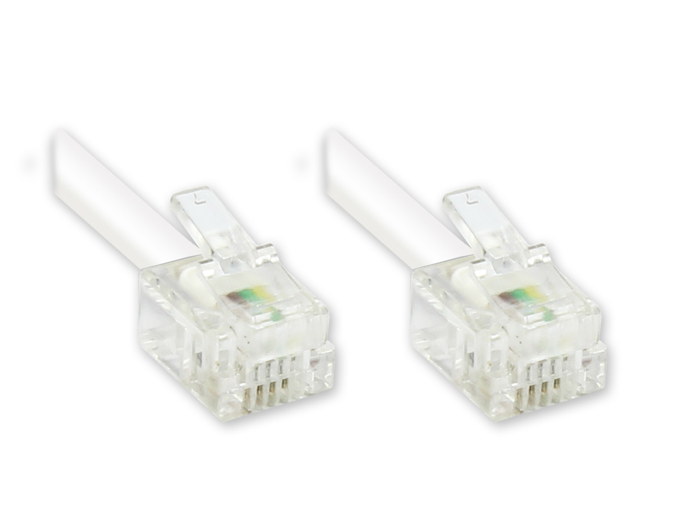 RJ11 Western Verbindungskabel, 6p4c, weiß, 10m, Good Connections®