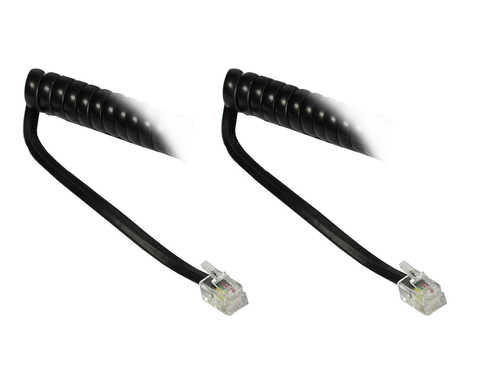 Telephone handset cable (Spiralkabel), black, 4m, Good Connections®