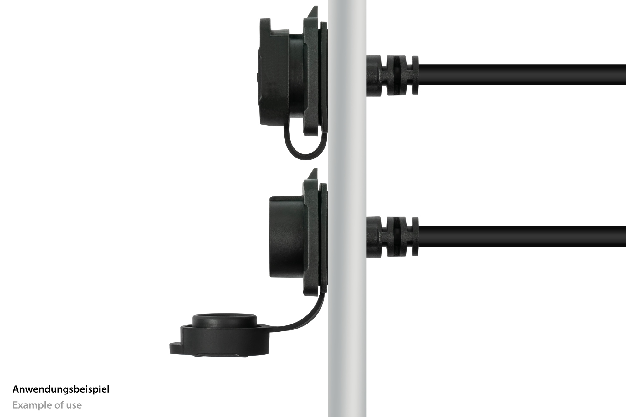 Industrial connector S1 - USB 3.2 Gen. 2 cable, plug C™ to panel socket C™, M16, IP65/67, 1m, Good Connections®