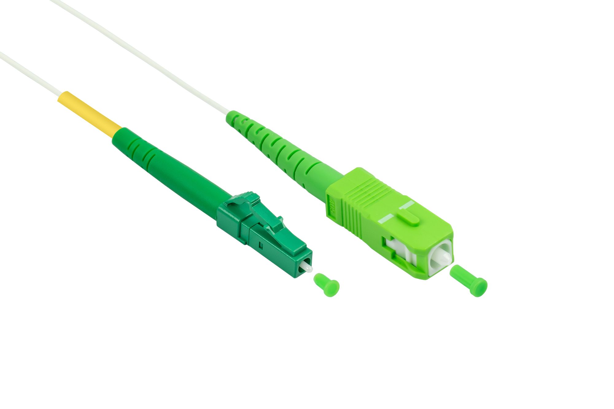 kabelmeister® OS2 Simplex Fiber Optic Patch Cable, steel-armored, LC/APC - SC/APC, G.657.B3, 2.0 mm, LSZH, white, 75m