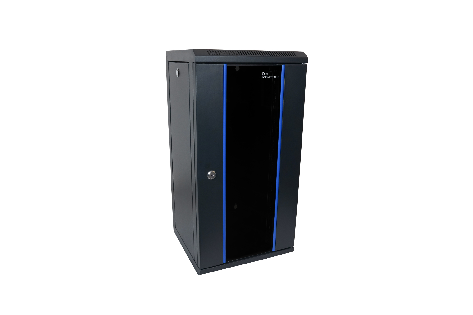 10" Wall mount cabinet, 12U, deep black (RAL9005), 312 x 300mm, fully assembled, Good Connections®