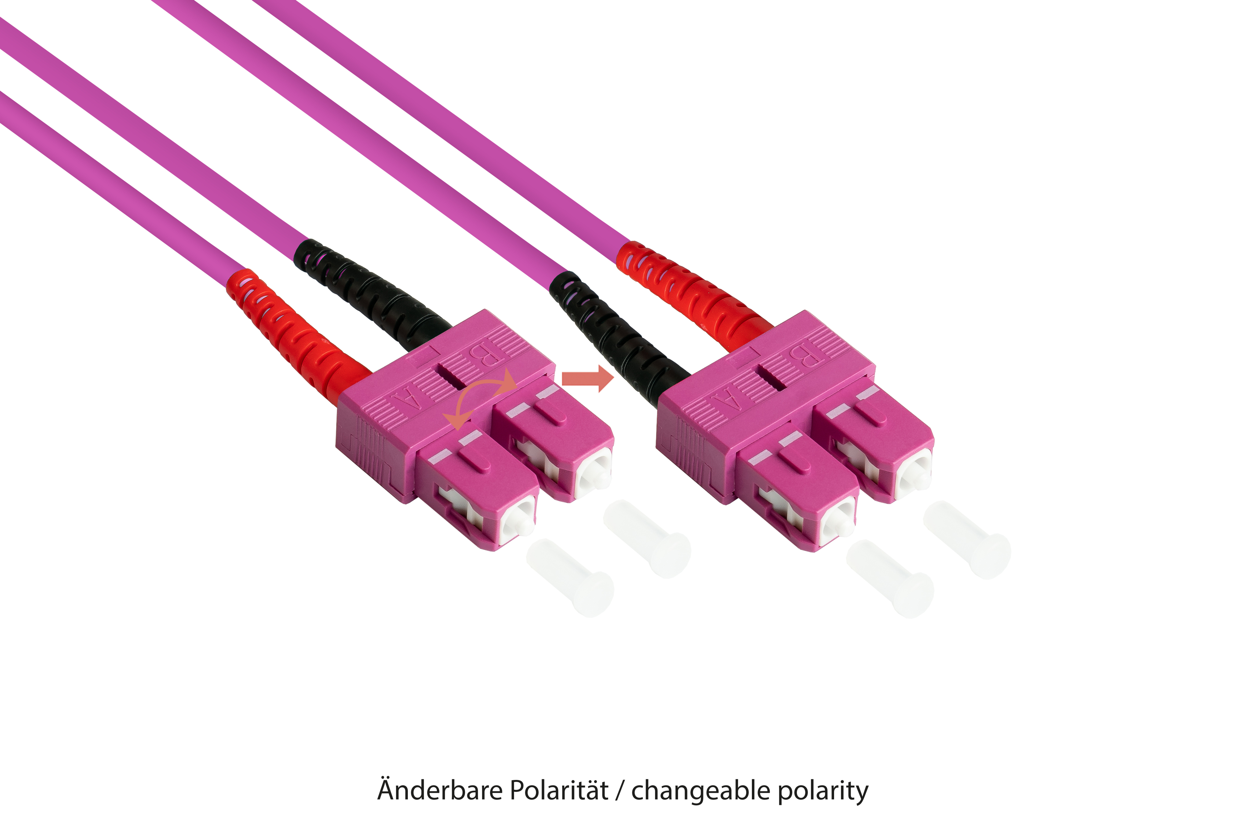 Patch cable LWL Duplex OM4 (Multimode, 50/125) LC/SC, LSZH, exchangeable polarity, 0,5m, Good Connections®