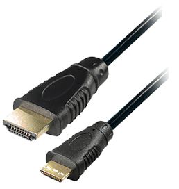 High Speed HDMI®-Kabel mit Ethernet, Standard Stecker (Typ A) auf Mini Stecker (Typ C), vergoldete Stecker, schwarz, 3m, Good Connections®
