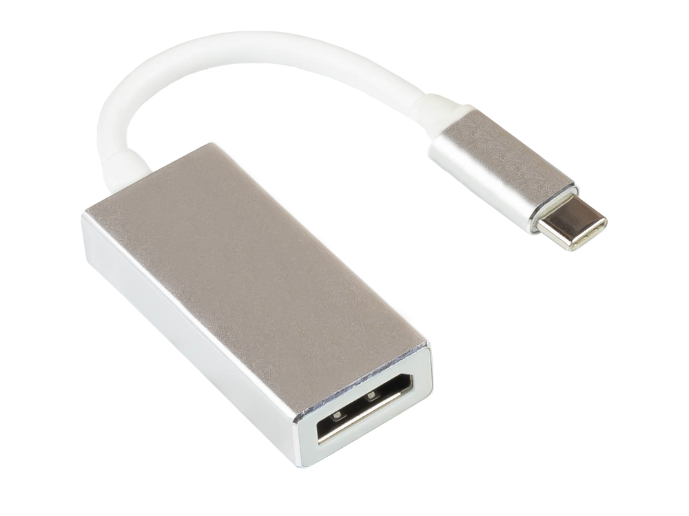Adaptor USB-C™ plug to DisplayPort 1.2 socket, 4K / UHD @60Hz, aluminium housing, approx. 15 cm, Good Connections®