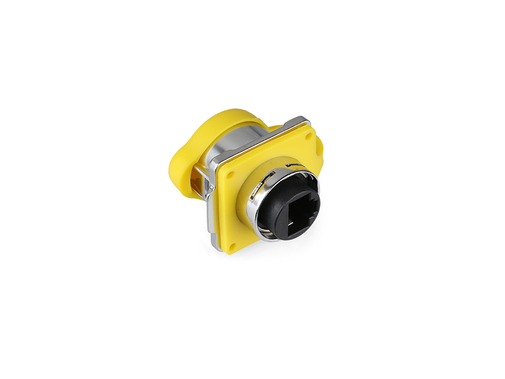 Industrie-Steckverbinder S1 - RJ45 Durchführungskupplung mit Flansch, RJ45 Buchse beidseitig, Metall, M24, IP65/67, Good Connections®