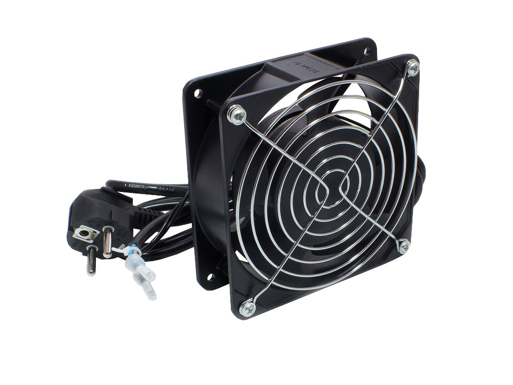 Housing fan 120x120x38 mm, metal version, incl. fan grille and 1,8m protective contact connection cable